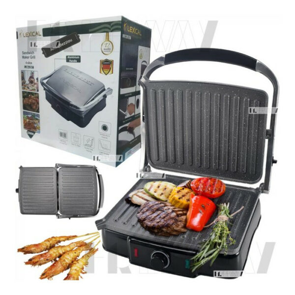 Lexical LSM‑2507 2200W Grill &amp; Sandwich Maker – Pllakë Graniti, Hapje 180°