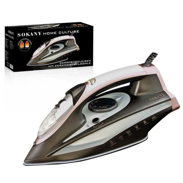 Hekur Sokany AJ-2053-22 – 2400W, taban qeramik SteamGlide, rezervuar 400ml