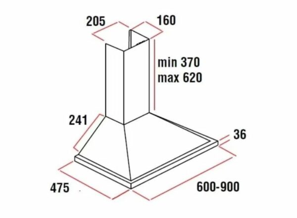 Aspirator HAUSBERG HB-1260NG Black – Fuqi të Lartë dhe Dizajn Modern për Kuzhinën Tuaj